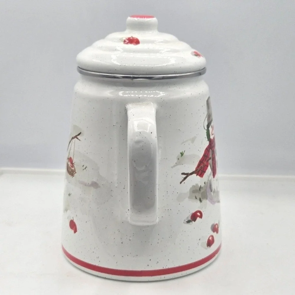 Vintage Enamelware Snowman‎ Coffee Pot Teapot